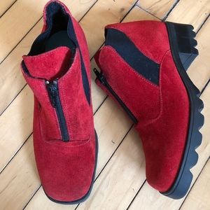 BARBO red suede zip boot/Canada/6.5M